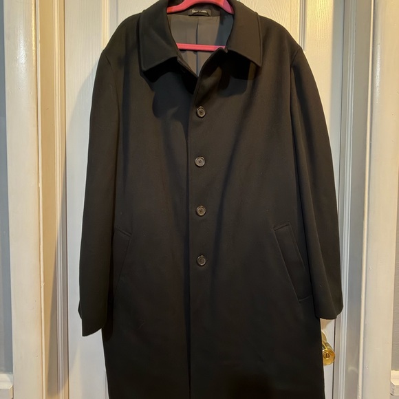John W. Nordstrom Coat Mens 40 Black Wool Overcoat Storm System Loro Piana